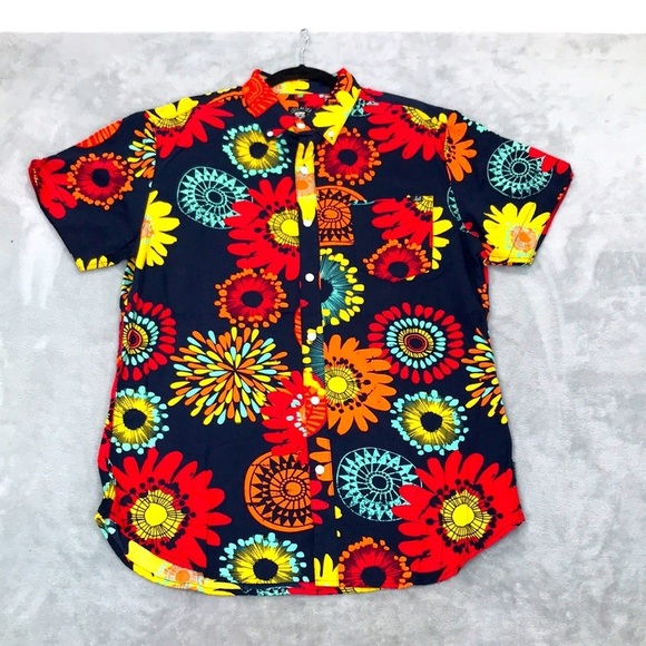 Lost Enterprises Vibrant FLoral Print Men's Button Down Shirt Size M - Picture 1 of 10